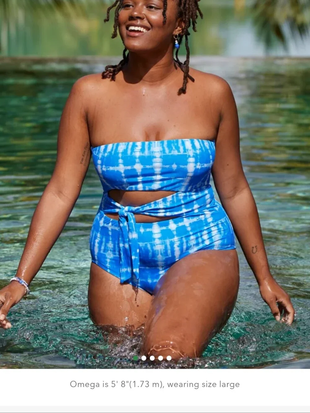 Aerie Wrap Strapless One Piece Swimsuit tie-dye, Waist Tie Cutout Detail. XXL